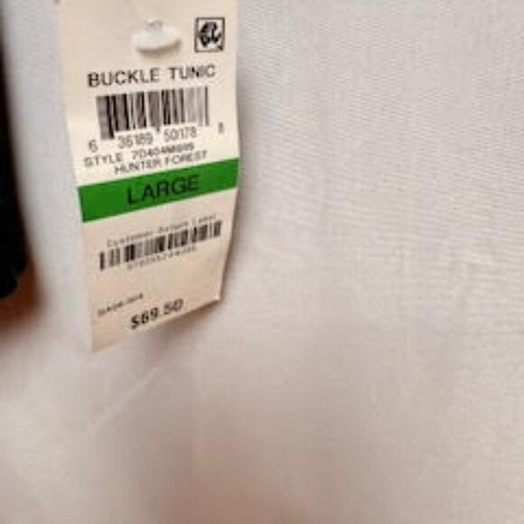 INC International Concepts Buckle Tunic Sweater Hunter Green Women’s Size L NWT - Picture 9 of 12